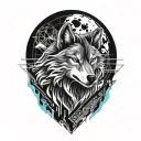 wolf moon clouds tattoo design idea