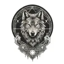 wolf moon clouds tattoo design idea