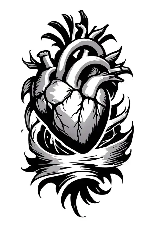 heart and protection symbol tattoo design idea