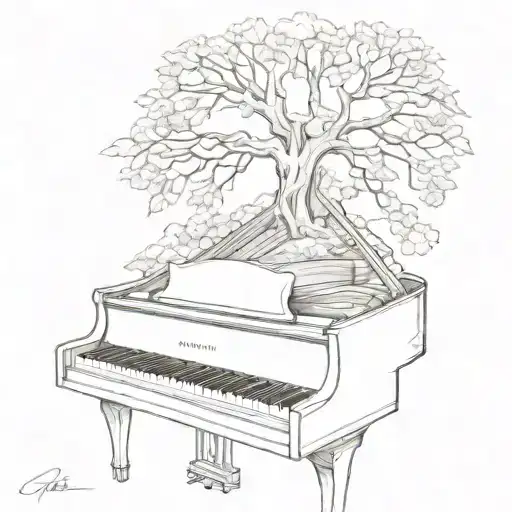 horse oak tree piano keys hanging tattoo design idea