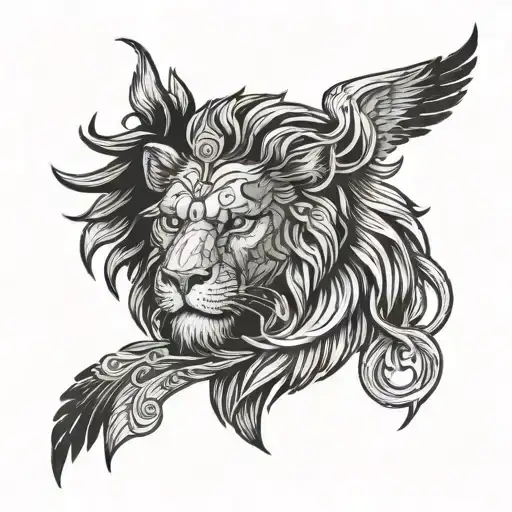 half lion face and half Albanian eagle tattoo design idea