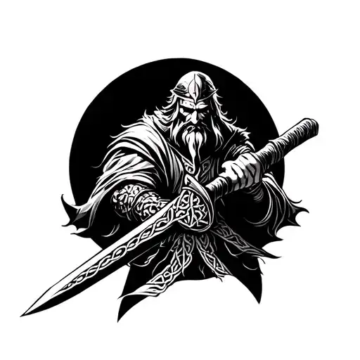 celtic warrior wielding a sword tattoo design idea