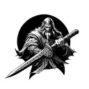 celtic warrior wielding a sword tattoo design idea