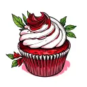 red velvet cupcake tattoo design idea