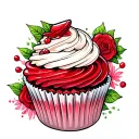 red velvet cupcake tattoo design idea