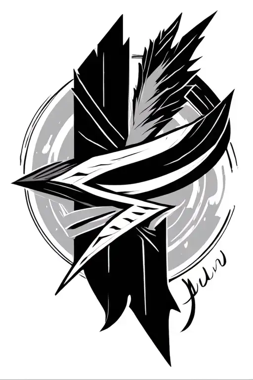 Arrow in arrowhead circle enso circle tattoo design idea