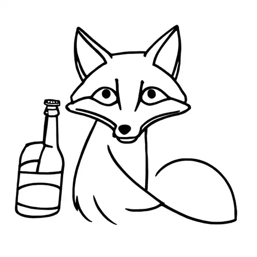 Fox with a bottle of beer tattoo design idea