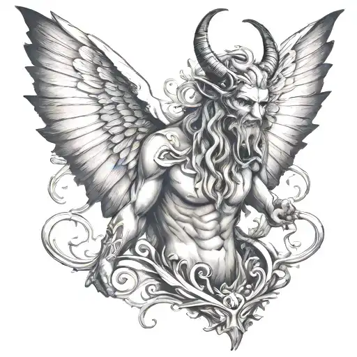 lucifer becomes god tattoo design idea