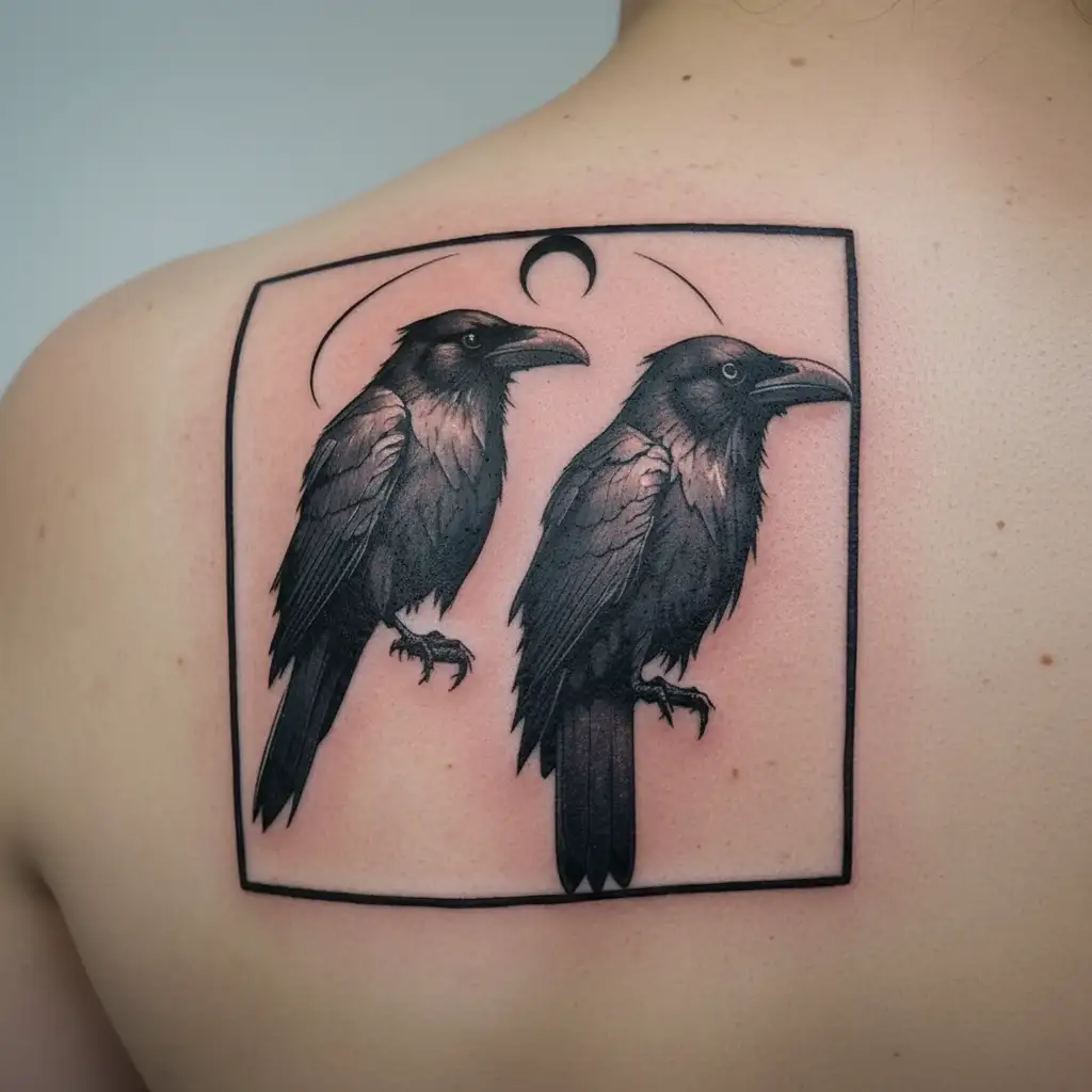 Two Ravens semicolon tattoo design idea