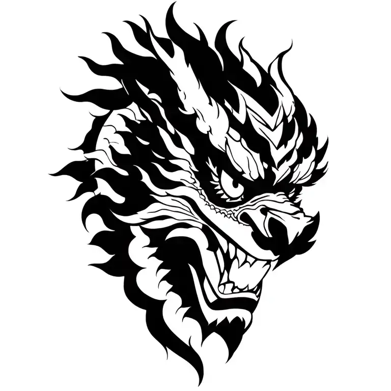japanese dragon face tattoo design idea