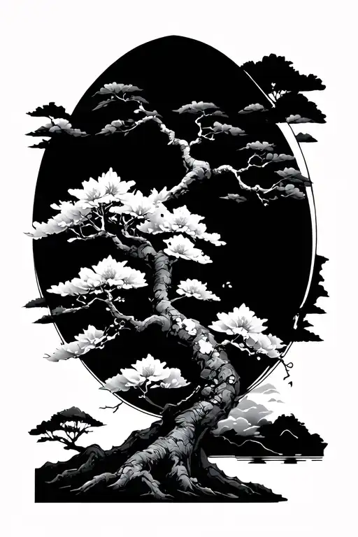 sakura tree japan style tattoo design idea