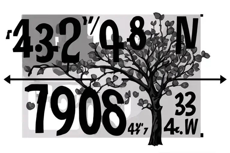 longitudinal coordinates 43°34'41.88"N 79°42'46.08"W with a callery pear tree tattoo design idea