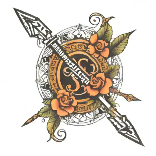 shivansh name in trishool bow arrow tattoo design idea
