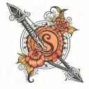 shivansh name in trishool bow arrow tattoo design idea
