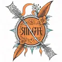 shivansh name in trishool bow arrow tattoo design idea