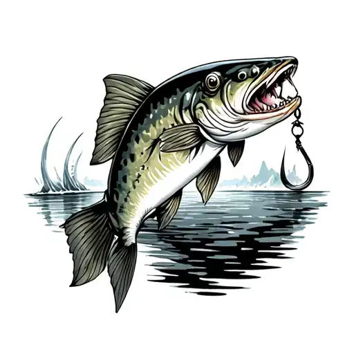 a pike chasing a lure tattoo design idea