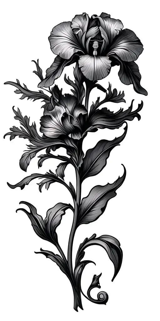 iris flowers with filagree design bee tattoo design idea