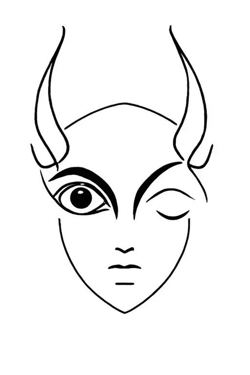 devil face one eye tattoo design idea
