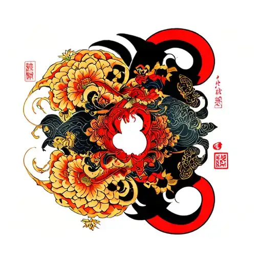 duality energy tattoo design idea