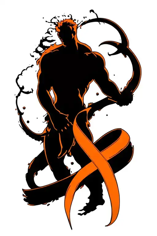 kidney cancer orange ribbon on a design representing roman strength tattoo design idea