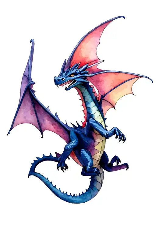 toothless dragon flying tattoo design idea