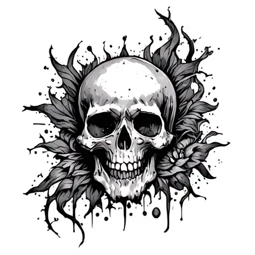 A messy, hand-drawn black ink tattoo design for the upper side of the forearm. Style inspired by underground emo-rap art tattoo design idea