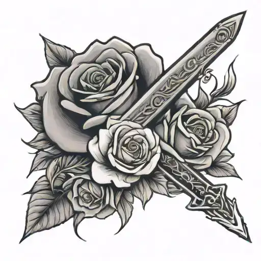 rose sword tattoo tattoo design idea