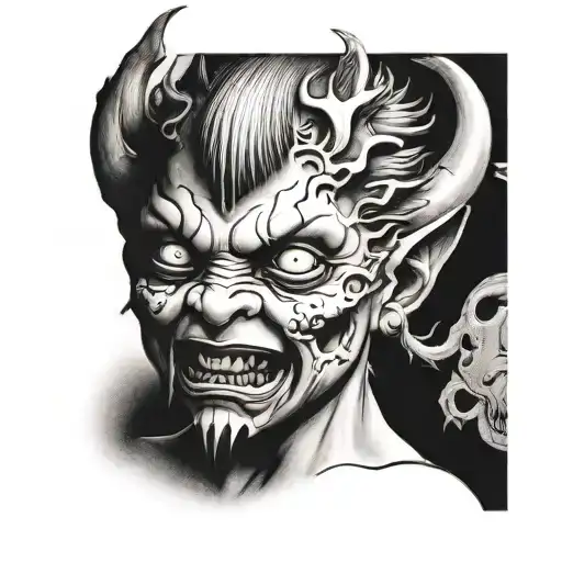 demon child with a innecont appearance tattoo design idea