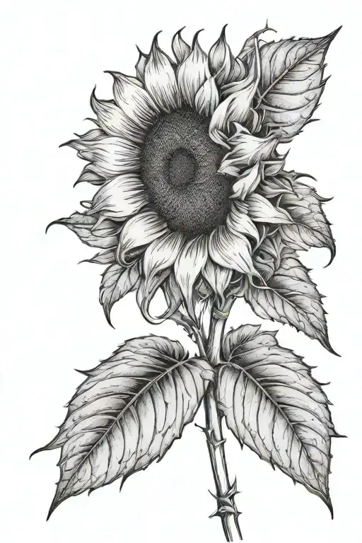 Sunflower with kids names as leaves growing tattoo design idea