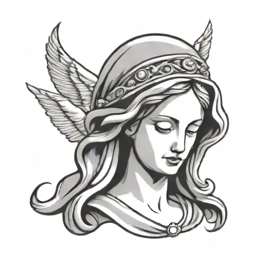 virgin mary, rock n roll, curler hairstyle tattoo design idea