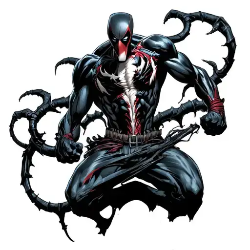 Deadpool turns into Venom tattoo design idea