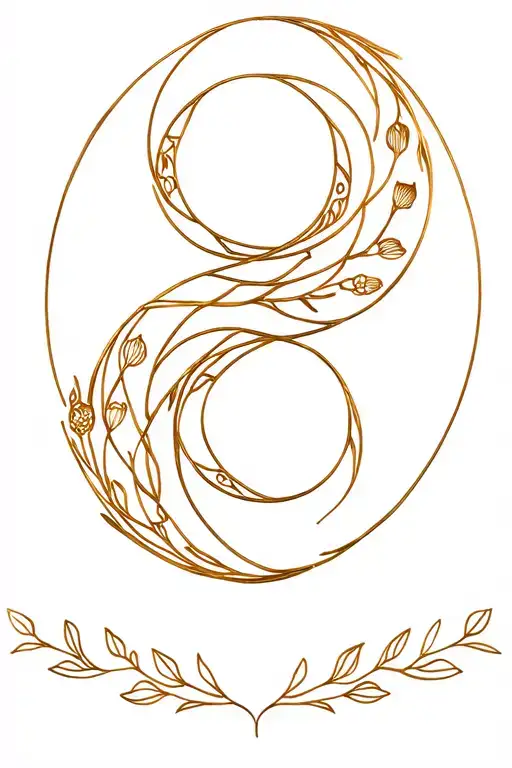 the golden ratio spiral with floral elements. tattoo design idea