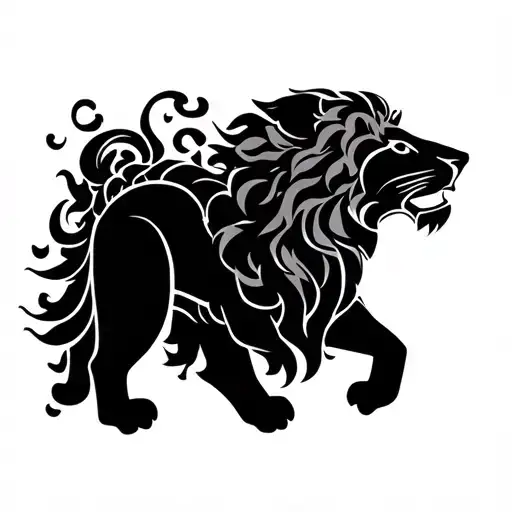 minimal lion surrounded tattoo design idea