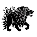 minimal lion surrounded tattoo design idea