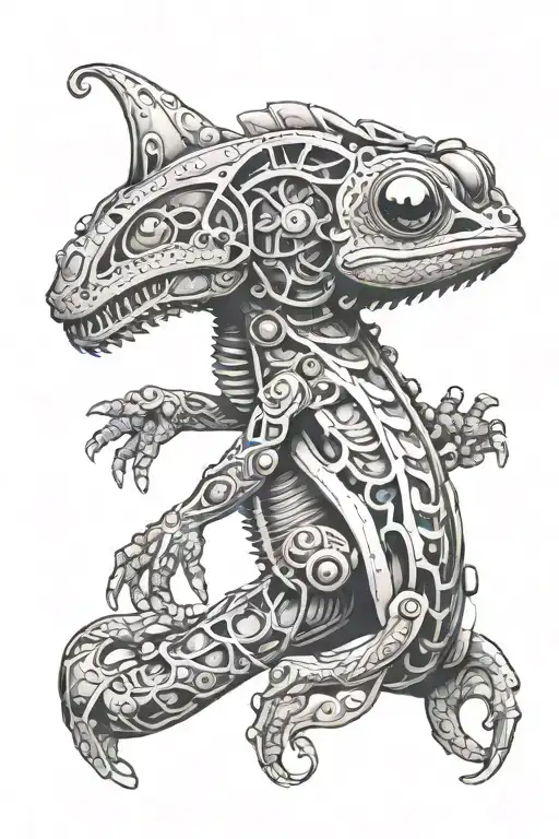 biomechanical chameleon tattoo design idea