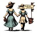 2 daughter and one son, holding hands while walking away, with a banner "embrace the journey" tattoo design idea