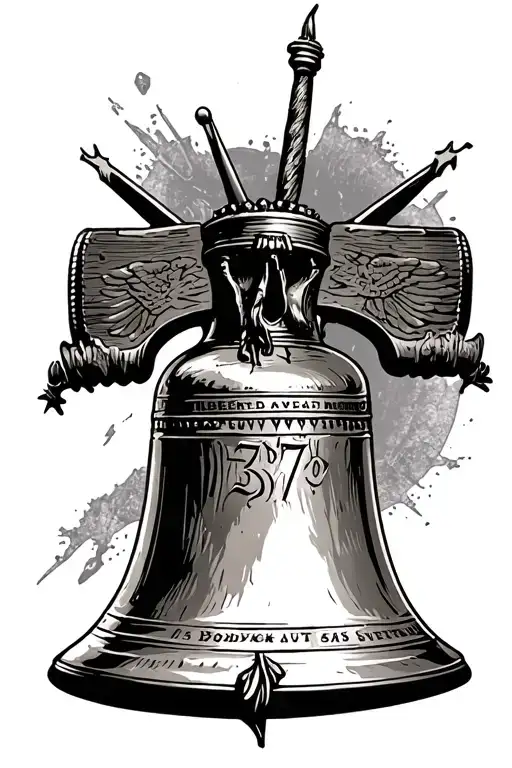 liberty bell and 3 percenter tattoo with tattered American tattoo design idea
