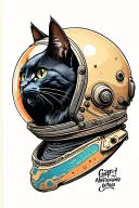 black cat head in a space helmet adorned tattoo design idea