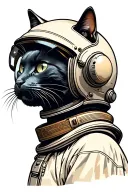 black cat head in a space helmet adorned tattoo design idea