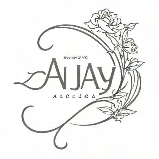 'AJAY' name tattoo in pisces zodiac constellation intertwined tattoo design idea
