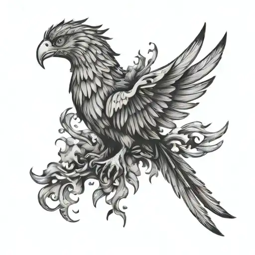 phoenix Rising from the ashes tattoo design idea