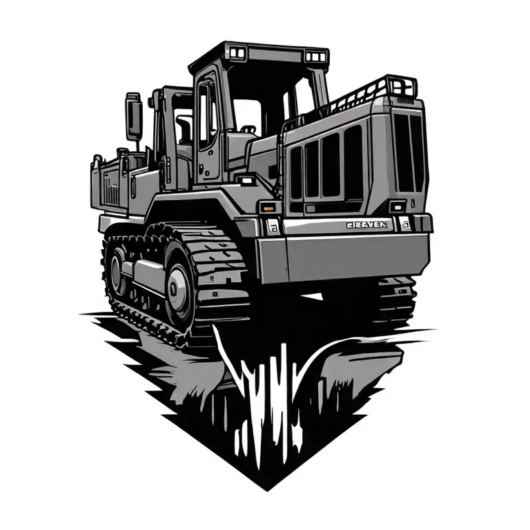 bulldozer tattoo design idea