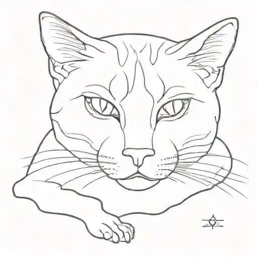 outline of a cat laying down, simple no details inspired tattoo design idea