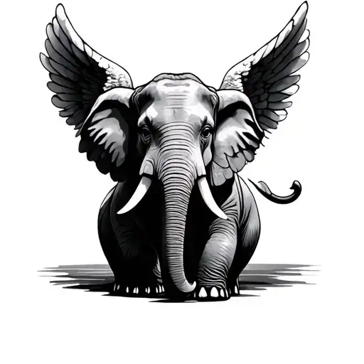 Angel Elephant tattoo design idea