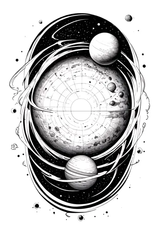 planets pulsar map black hole fibbonacchi tattoo design idea
