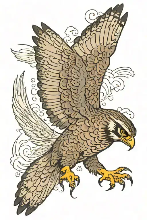 a falcon diving down with his claws pointed at the  tattoo design idea