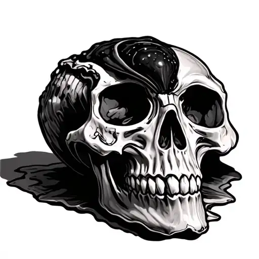 skull oyster shell tattoo design idea
