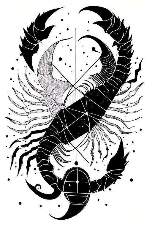 Leo and Scorpio constellation intertwined tattoo design idea