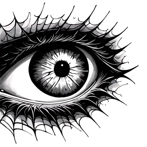 devil eye web tattoo design idea
