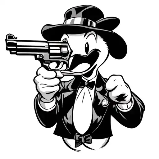 Gangster Daffy Duck with Tommy Gun ” - Duffy Duck with a gun.  1 tattoo design idea